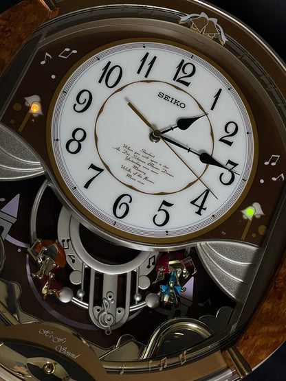 Seiko QXM118BRH "Umbrella Dance" Melodies in Motion Musical Decorative Pendulum Wall Clock