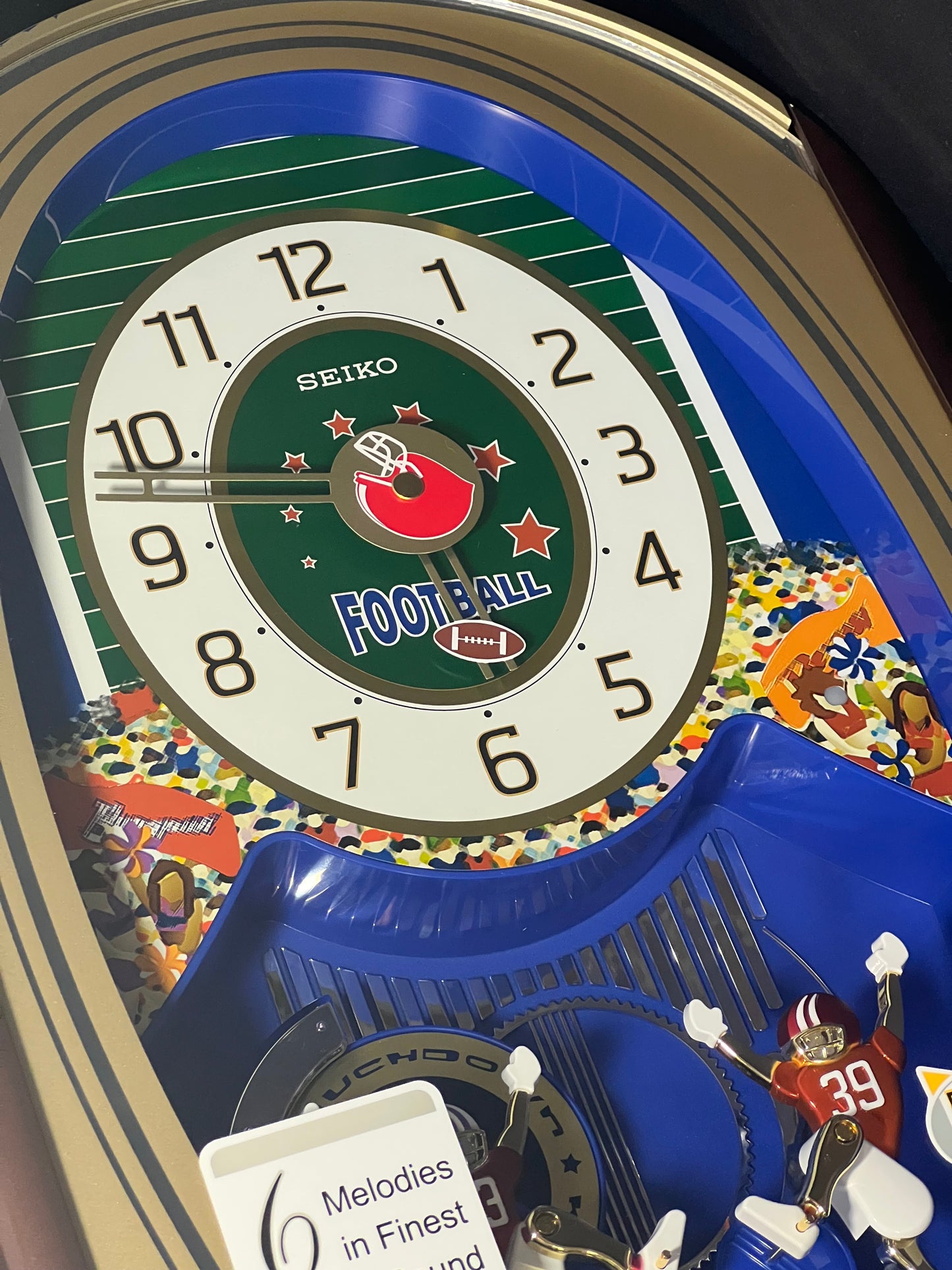 Seiko QXM259GRH "Football" Melodies in Motion Musical Moving Wall Clock with Americana Music