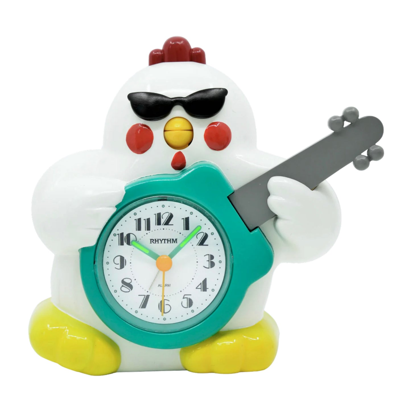 Rhythm “Rock n’ Roll Chicken” Novelty Musical Alarm Clock with Fun Singing Alarm Sound - CRE321UR03