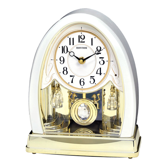 Rhythm “Joyful Crystal Pearl” Musical Motion Decorative Pendulum Mantel Clock - 4RJ641WU03