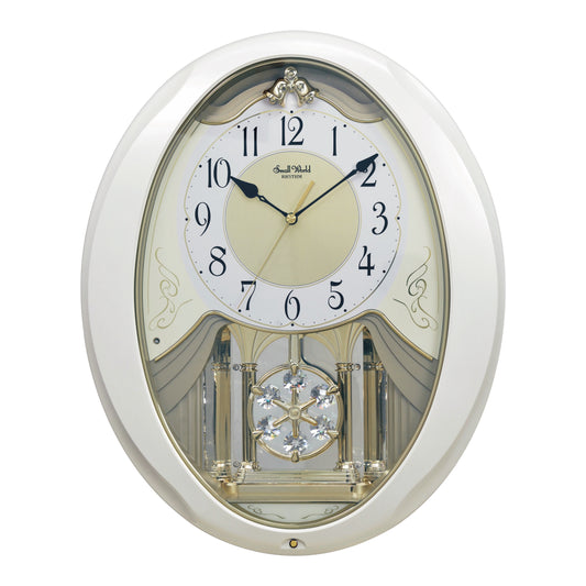 Rhythm “Snowflake Pearl” Musical Motion Decorative Pendulum Wall Clock - 4MJ440WU03