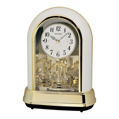 Limited Time Sale! | Rhythm “Crystal Dulcet II (Pearl)” Musical Motion Decorative Pendulum Mantel Clock - 4RH794WU03