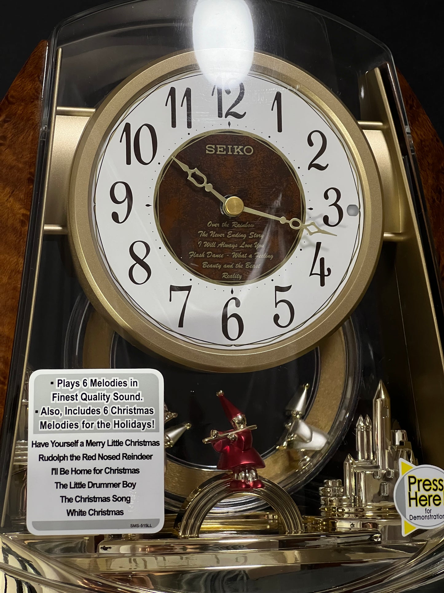 Seiko QXW115BRH "Contemporary Fantasy Swing" Musical Motion Decorative Pendulum Mantel Clock