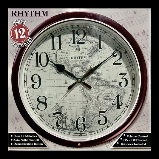 Rhythm 14-Inch Melody “Earth” Musical Wall Clock - CMH766UR06