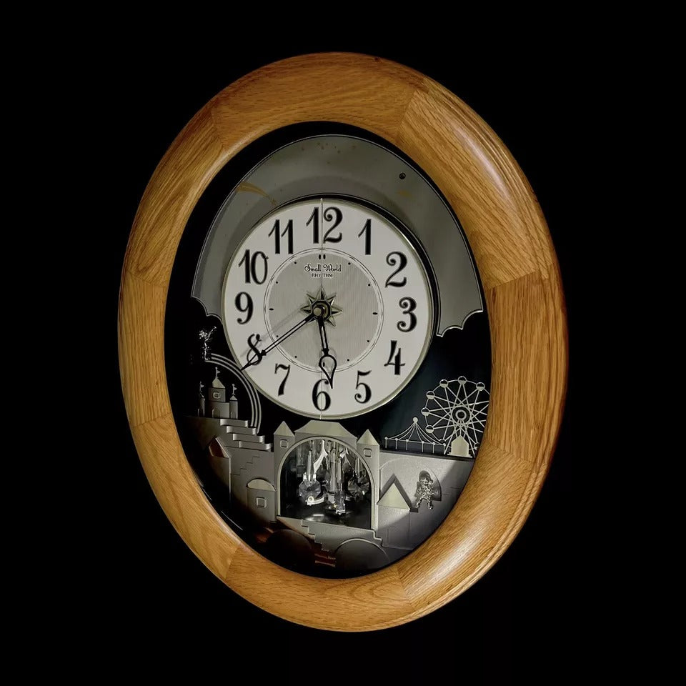 Rhythm "Timecracker Golden Oak" Moving Dial Magic Motion Musical Wooden Wall Clock with Popular Melodies - 4MH782-R07