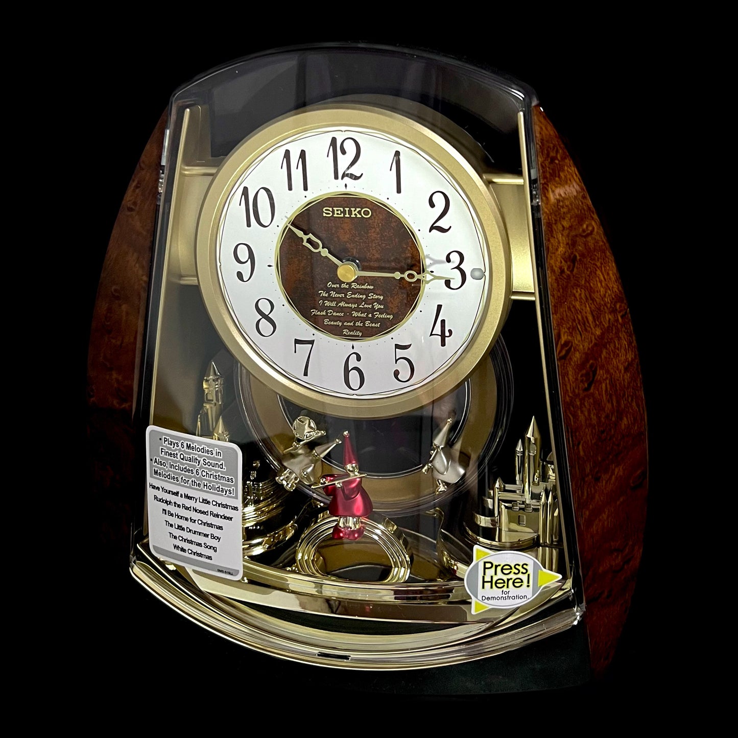 Seiko QXW115BRH "Contemporary Fantasy Swing" Musical Motion Decorative Pendulum Mantel Clock