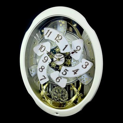 Rhythm "Marvelous Pearl" Magic Motion Musical Wall Clock with Animated Dial - 4MH427WU03