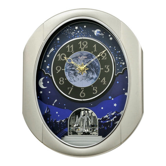 Coming Soon! | Rhythm “Peaceful Cosmos II” Moving Earth Dial Magic Motion Musical Wall Clock - 4MH408WU19