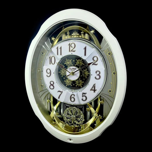 Rhythm "Marvelous Pearl" Magic Motion Musical Wall Clock with Animated Dial - 4MH427WU03