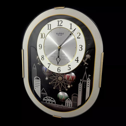 Rhythm "Magic Balloons" Magic Motion Musical Wall Clock with Animated Figurines - 4MH758-R08