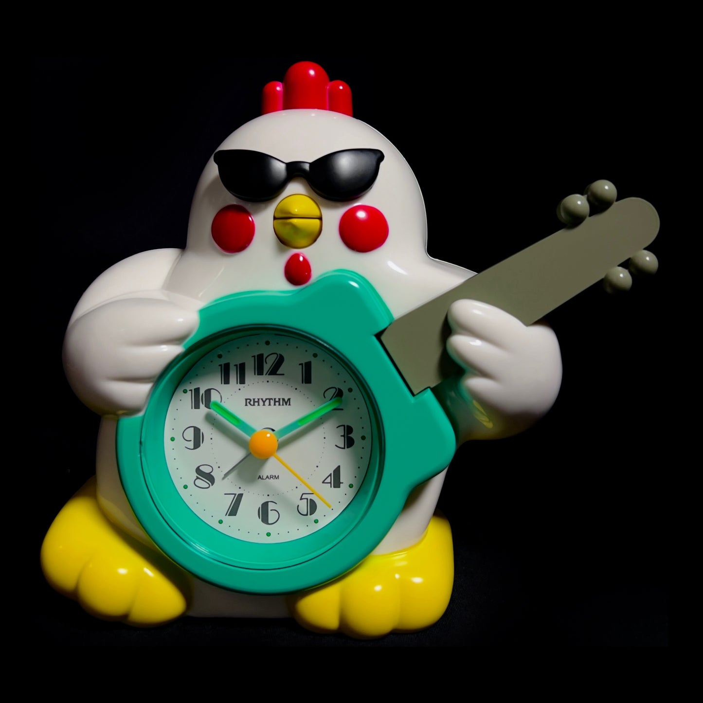 Rhythm “Rock n’ Roll Chicken” Novelty Musical Alarm Clock with Fun Singing Alarm Sound - CRE321UR03