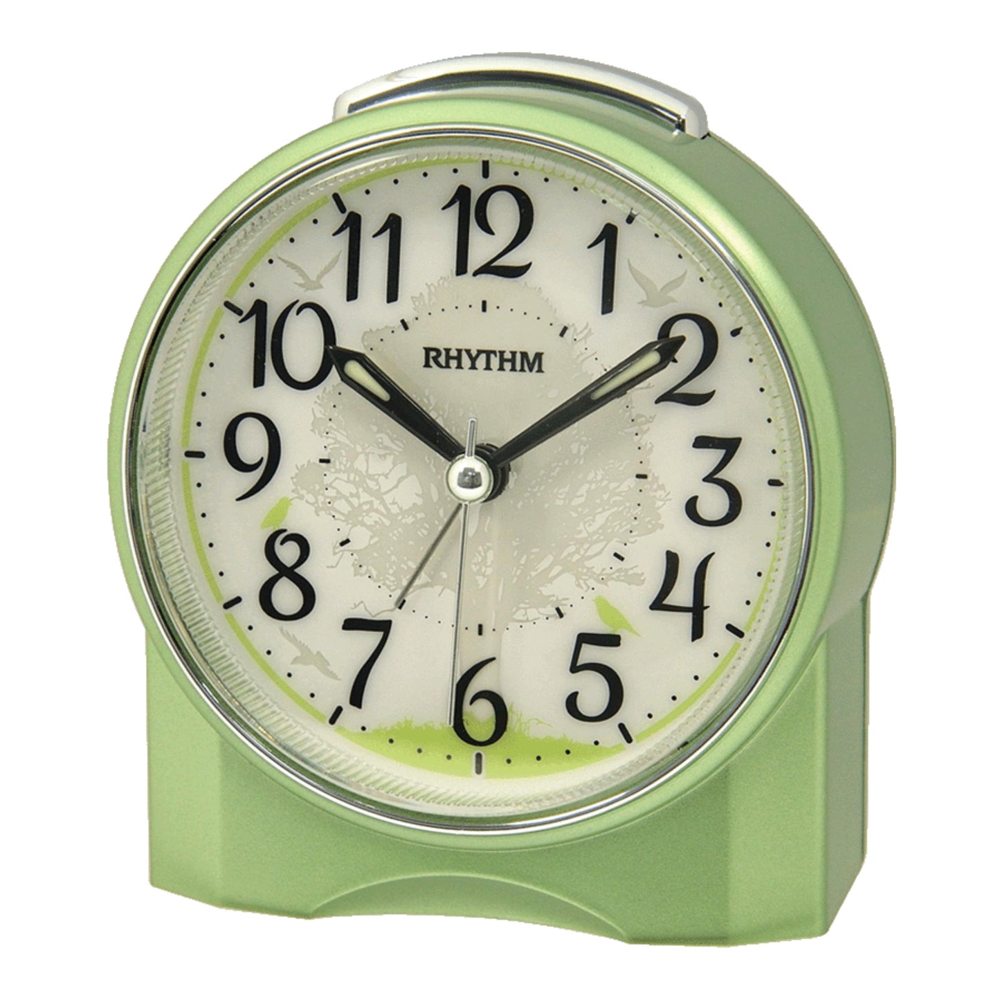 Rhythm “Nightbright 3055” Tree-Themed Desk Alarm Clock with LED-Lighted Dial - CRE305NR05