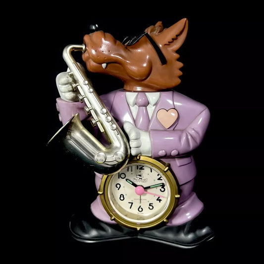 Rhythm "Dandy Wolf" Novelty Alarm Clock from Japan with Fun Alarm Sound - 4RE532RH12