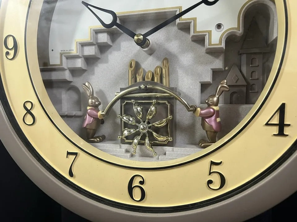 Rhythm “Bunny Chime” Magic Motion Musical Wall Clock with Moving Animation - 4MH705-R12