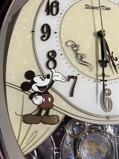 Seiko Disney Time FW579B "Mickey & Minnie Mouse (Metallic Brown)" Musical Decorative Pendulum Wall Clock from Japan