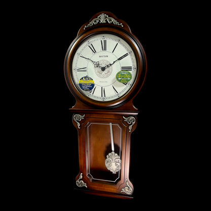 Rhythm “WSM Lauren” Antique-Style Wooden Musical & Chiming Pendulum Wall Clock - CMJ380CR06