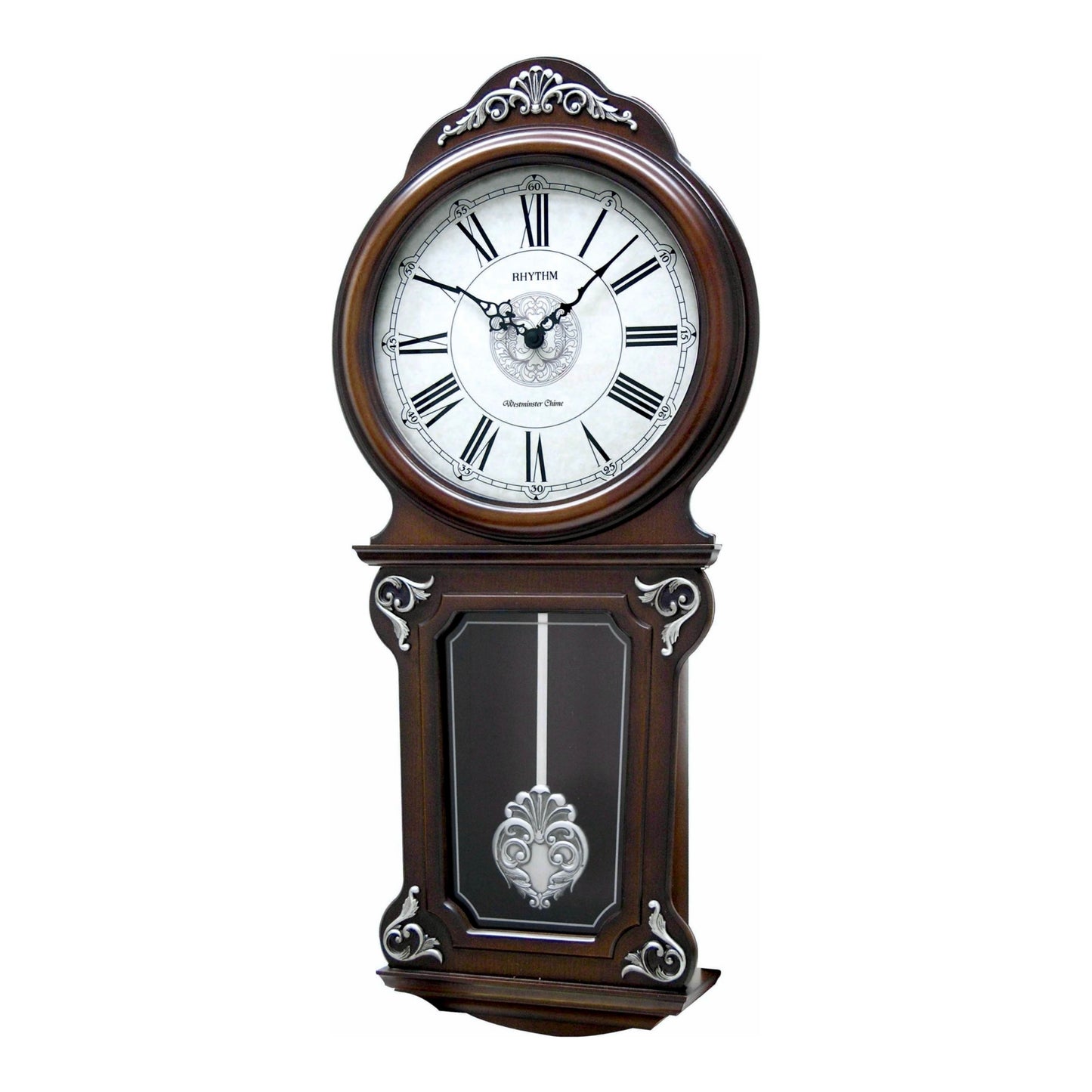 Rhythm “WSM Lauren” Antique-Style Wooden Musical & Chiming Pendulum Wall Clock - CMJ380CR06