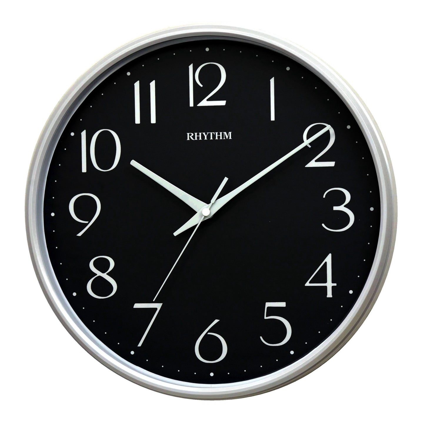 Rhythm “Noir” Modern Wall Clock with Quiet Sweep Second Hand - CMG589NR03