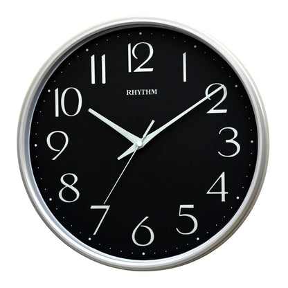 Rhythm “Noir” Modern Wall Clock with Quiet Sweep Second Hand - CMG589NR03