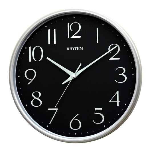 Rhythm “Noir” Modern Wall Clock with Quiet Sweep Second Hand - CMG589NR03