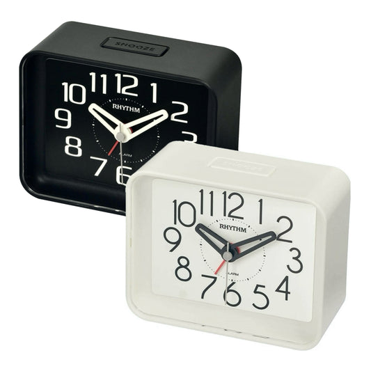 Rhythm “Okiro” Retro Desk Alarm Clock with Quiet Sweep Second Hand - CRE891WR02 (Black), CRE891WR03 (White)