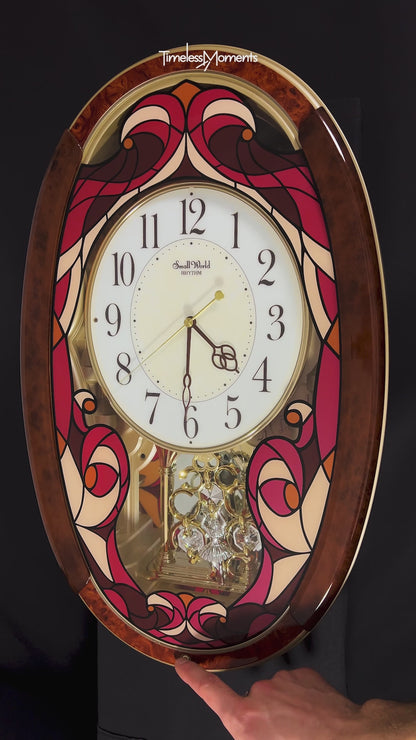 Rhythm "Tiffany Legacy (Red)" Musical Motion Decorative Pendulum Wall Clock - 4MJ430WT01