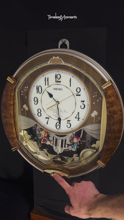 Seiko QXM118BRH "Umbrella Dance" Melodies in Motion Musical Decorative Pendulum Wall Clock