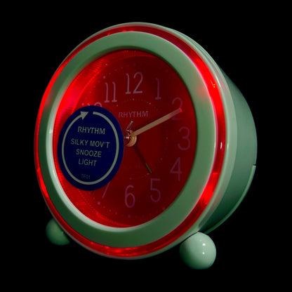 Rhythm “Nightbright 308” Retro Desk Alarm Clock with LED-Lighted Dial - CRE308UR01 (Red), CRE308UR04 (Blue), CRE308UR14 (Orange)